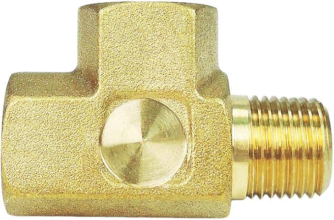 Nigo Brass Pipe Fitting: Forged Brass Tee, 3-Way NPT Female & Male (1/8" x 1/8" x 1/8")