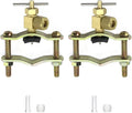 QWORK Self-Tapping Saddle Valve, Pack of 2, Copper Needle Valve with 1/4" Compression Outlet, Fit 3/8" to 1-1/4" OD Tube