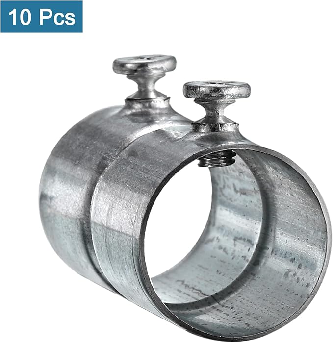 uxcell EMT Coupling, 20mm(13/16 inch) EMT Set Screw Coupling Conduit Fittings 47mm Length Electrical Conduit Pipe Connector 0.6mm Wall Thick, 10 Pack