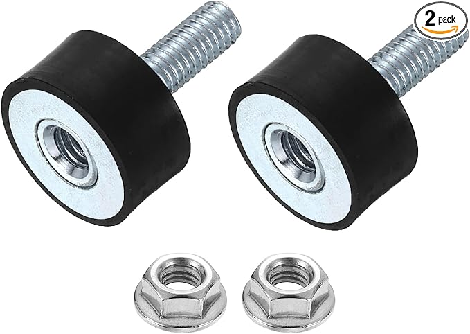 uxcell M6 Rubber Mounts, 2Pcs 20x10mm(DxH) Rubber Cylindrical Anti Vibration Isolator Shock Absorber with Lock Nut for Car Bobbin Generator Air Compressors