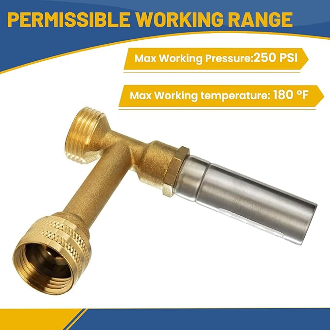 Water Hammer Arrestor,3/4 Inch Swivel FHT x 3/4 Inch MHT Tee Copper Water Arrestor for Washing Machine Connection(10PACK, Tee Stainless Steel Arrestor)(HAMMER016-10Pack)