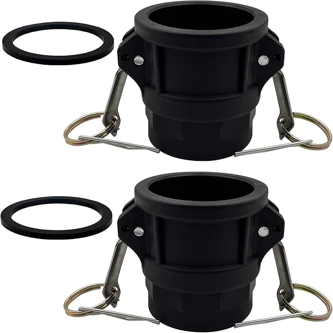 BITOBITOTU 2PCS Camlock Fittings Poly NPT D-150 1-1/2" Type D Standard Couplings Cam lock Fittings Polypropylene Cam Groove Fitting Female Camlock with Female Threads (1.5 inch, Type D)