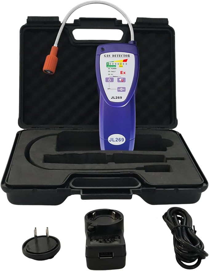 JL269 Gas Leak Detector with 13.5 Inch Flexible Probe, Rechargeable Natural Gas Detector for Methane, Propane, LPG, Hrdrogen Gas for Industrial or RV