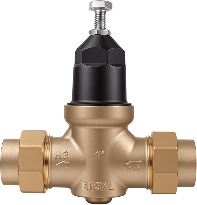 Upgraded 1" Brass Pressure Reducing Valve，Water Pressure Regulator for home with Double Union FNPT Connection - Stainless Steel Strainer Screen (1 inch)