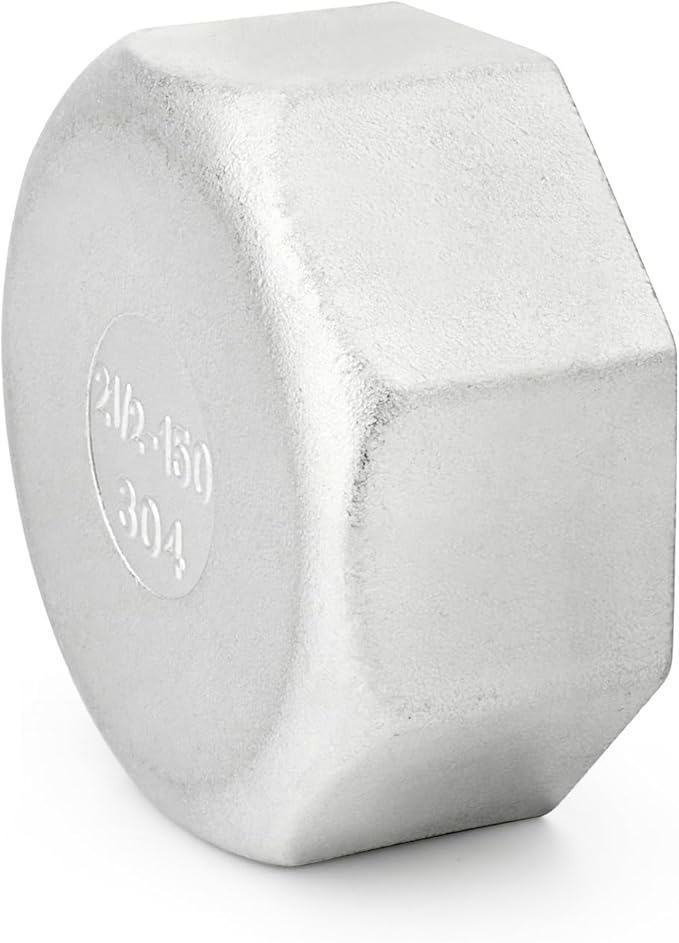 TAISHER 1PCS 304 Stainless Steel Cap Pipe Plug Socket Fitting 2-1/2" NPT Female