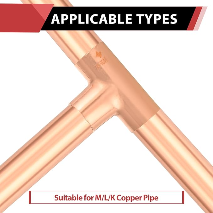 EFIELD 2" X 2" X 2" C X C X C Copper Tee, LF Copper Plumbing Fittings with Sweat Solder Connection,(COPPER107)