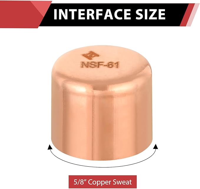 (Pack of 50) EFIELD 5/8-Inch Solder Copper Pipe End Cap (Plug), LF Copper Plumbing Fittings with Sweat Solder Connection, Pro Pack,(COPPER122)