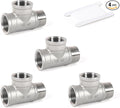 Kodilin Pipe Fittings 304 Stainless Steel Tee Pipe Fittings, Male Run Tee 3/4" NPT Female x 3/4" NPT Female x 3/4" NPT Male Thread Adapter - 4PCS