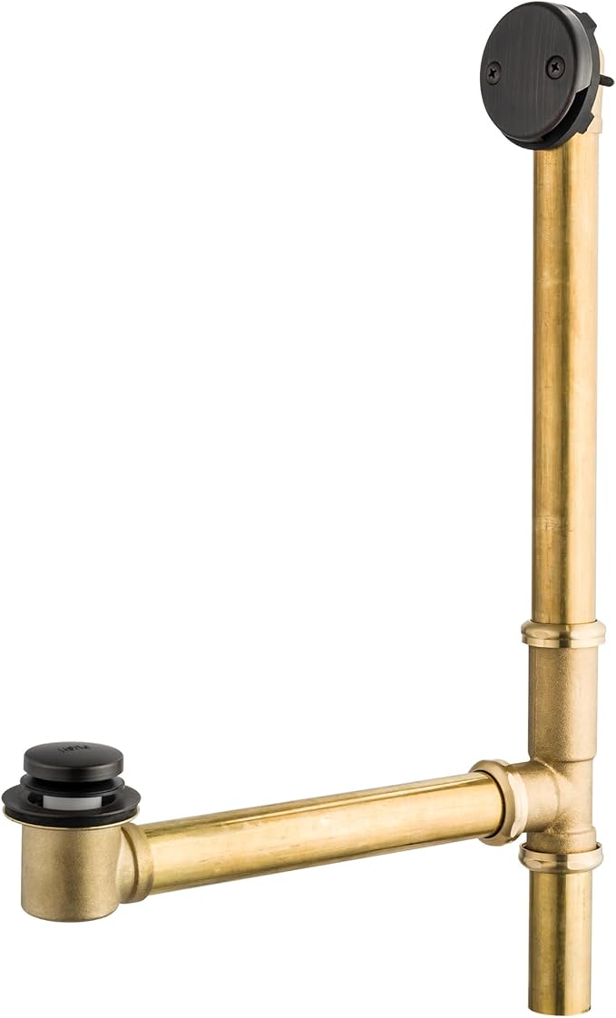 Artiwell 1-1/2" Brass Tubular Bath Drain Kit with Tip-Toe Bath Drain Stopper, Touch-Toe Tub Drain, Tip Toe Bathtub Drain Waste and Overflow With Plug and Bathtub Overflow Drain Cover,Oil Rubbed Bronze