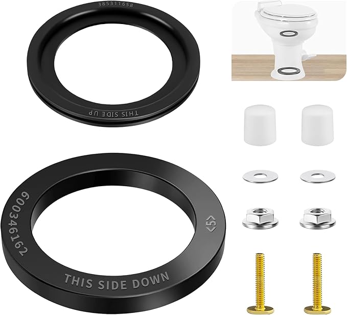 385311652 RV Toilet Seal & 385311658 RV Toilet Flush Seal Kit for Dometic 300/310/320, RV Toilet Seal Kit, Solve Leakage Problem, 2-in-1 Combo Kit