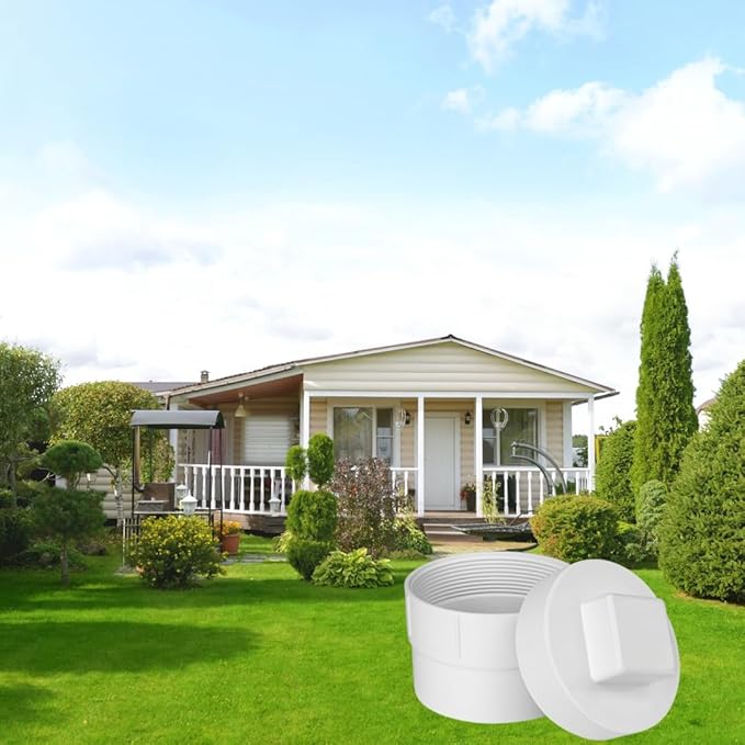 6 Inch PVC DWV Female Sewer Cleanout Cap Adapter with Plug Fitting,for ASTM D2665 PVC Drainage Piping System White (6 Inch)