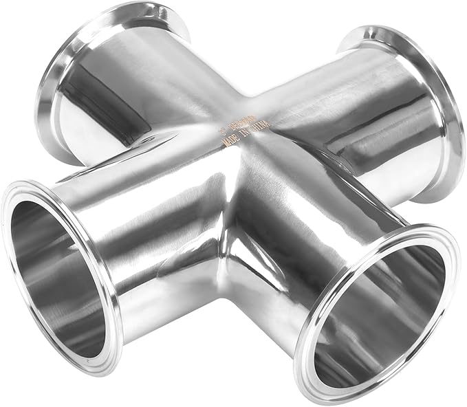 DERNORD 4 Way Cross Clamp Fits 3" Tri-clamp Sanitary Fitting Stainless Steel 304, 76mm Pipe OD