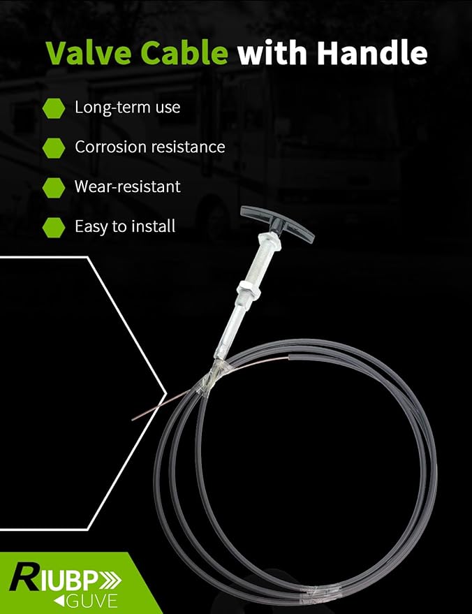 TC96CNPB 96'' Handle Valve Cable Fit for Valterra Waste Valves, LeSalle Bristols Dump Valves, Water Drainage Systems, Black/Gray Water Tanks and Holding Tanks