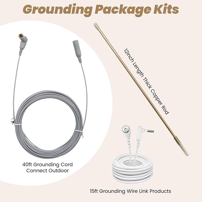Grounding Rod with 40ft Wire, Connects Your Body to the Earth, Great to Use with Earthing Sheet, Grounding Mat, Pillowcase, Pad