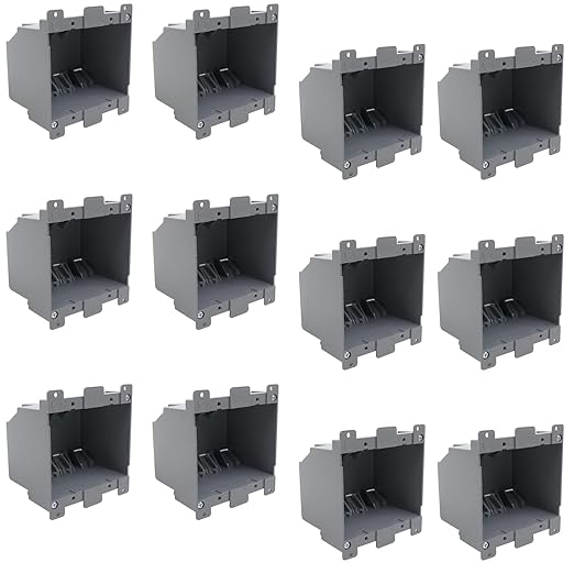 Electrical Outlet Boxes Plastic 2 Gang, Junction Box for Switches for Home Improvement，Electrical Outlet Boxes Plastic Bulk（12-Pack），26 Cu.in.Old Work Outlet Electrical Box，ETL Tested