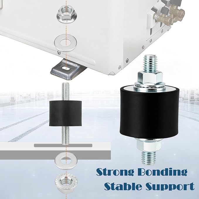 Rubber Vibration Isolator Mounts, 40 x 30mm Shock Absorber Rubber Mounts, with M10 x 23mm Studs 4 Pcs