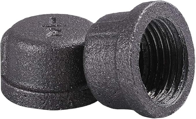 20 Pack 1/2 inches Malleable Cast Iron Pipe Cap, Industrial Pipe Flanges for Threaded Black Pipes and Fittings, DIY Steampunk Industrial Vintage Style.