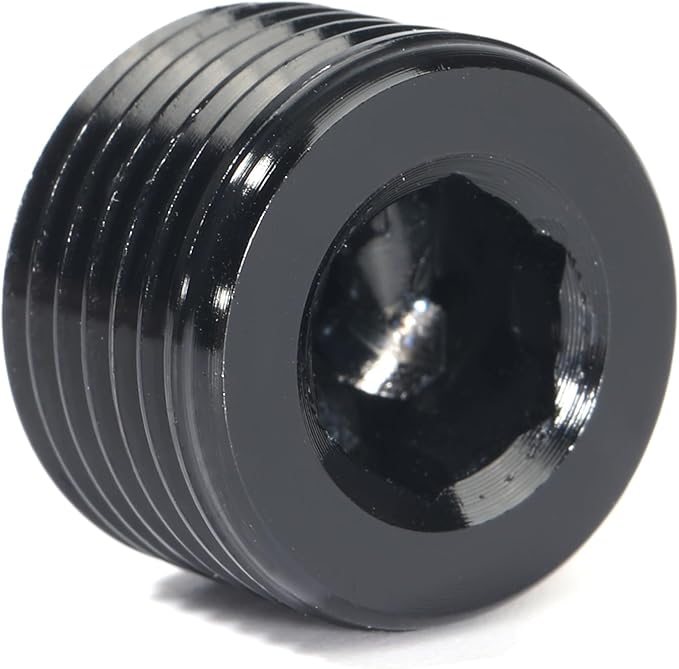 3/8 NPT Male Thread Allen Head Socket Pipe Plug Fitting Aluminum Black（2pcs）