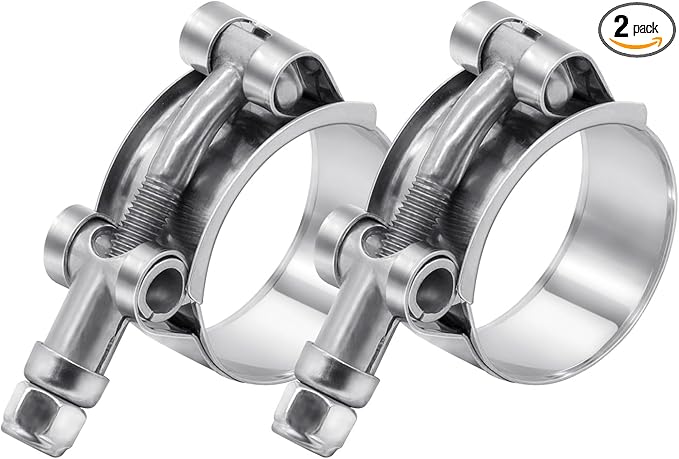 2 Pack 0.75 inch T-Bolt Hose Clamps, Stainless Steel_304 Working Range 28mm-34mm for 0.75" Hose ID, Turbo Intake Intercooler Clamp for Automotive