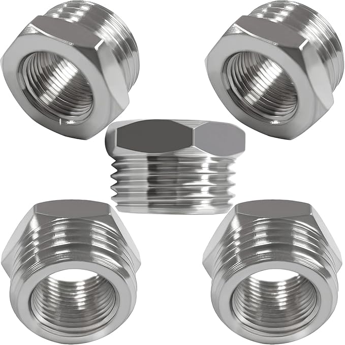 Beduan Brass Water Line Adapter G 1/2 to Compression 3/8 Reducer Hose Pipe Adapter Compression Fitting for Supply Hose Stop Valve Connector(Pack of 5)