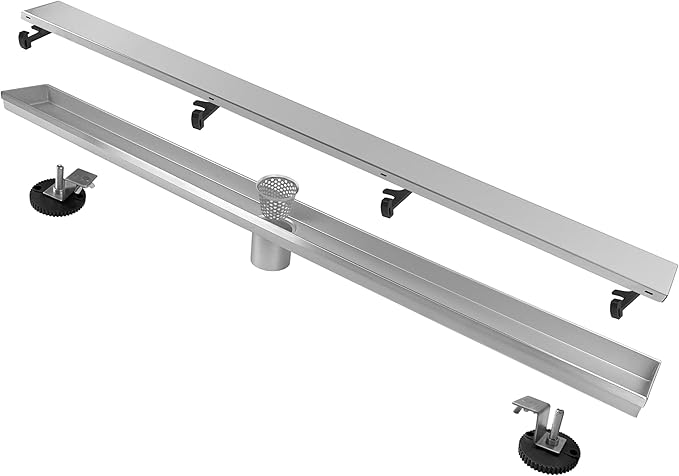 48 Inch Linear Drain Shower Drain Brushed Floor Drain with Removable SUS304 Stainless Steel CUPC Certificate and 2-in-1 Tile Insert Grate Cover