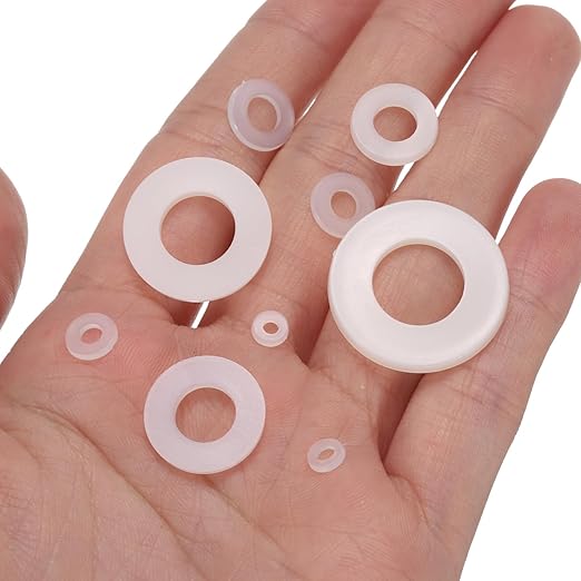 uxcell 765pcs Rubber Flat Washer Gasket Assortment M2-M12, Bolts Spacers 9 Sizes Washers Flat Gasket for Faucet or Plumbing White