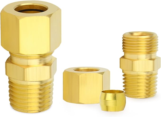 ChillWaves Brass Compression Tube Fitting, 3/4" OD x 1/2" NPT Male Compression Union Connector(2-PACK)