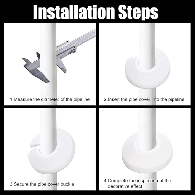 6 Pcs Fit 3/4 Inch Flange Water Pipe Cover Decoration White 20mm(0.79 Inch) Plastic PP escutcheon plate 3/4 inch Cover for Wall Pipe Tube Decoration