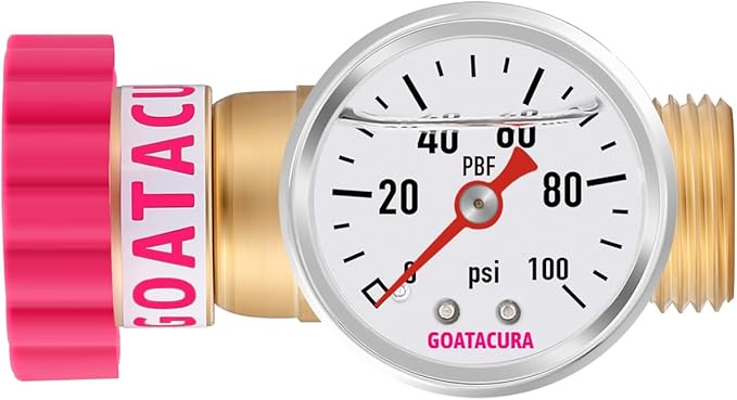 Water Pressure Regulator, Lead-Free Brass Pressure Reducer, 40-50psi, 3/4" Hose, with Gauge and Filter Screen, for Camper Travel Trailer RV Plumbing System