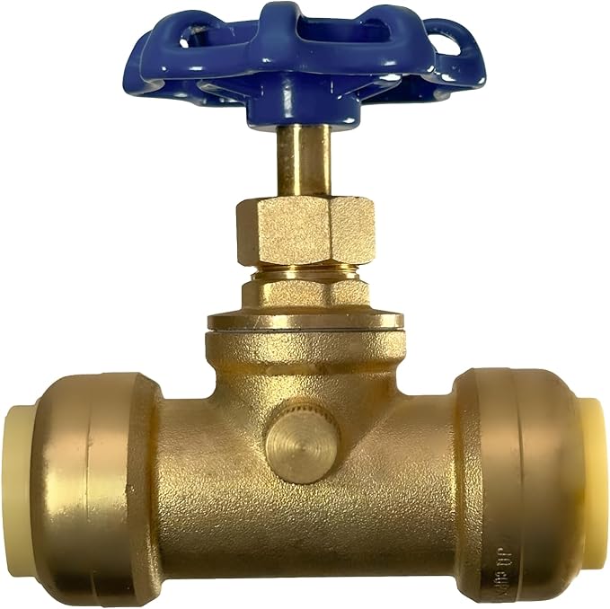 XFITTING 3/4 inch Push Fit Stop Valve with Drain and Vent, Push to Connect Brass Plumbing Fitting, Pex Pipe, Copper, CPVC, PE-RT, HDPE, 2-5-2=1, 1 Piece