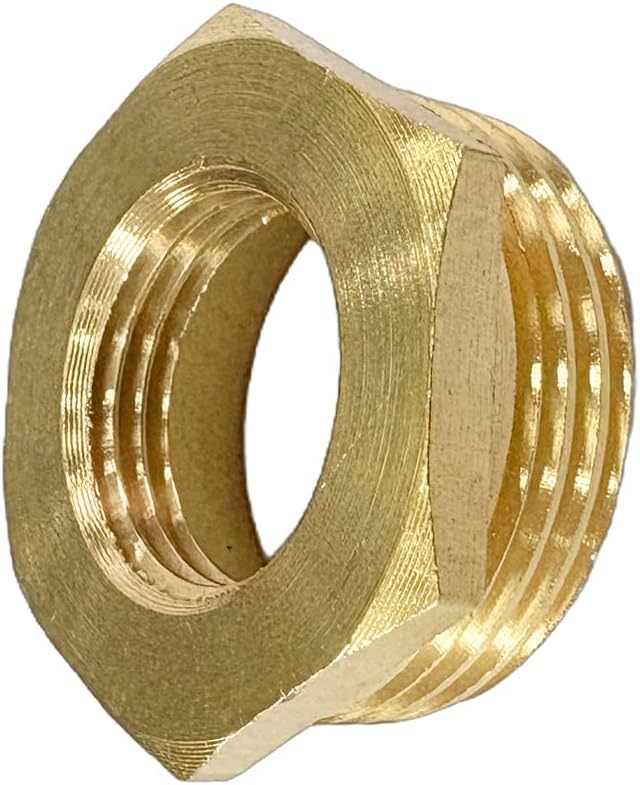 1" NPT Male x 1/2" NPT Female Brass Reducer Hex Bushing Threaded Pipe Fitting Reducing Adapter Pack of 2