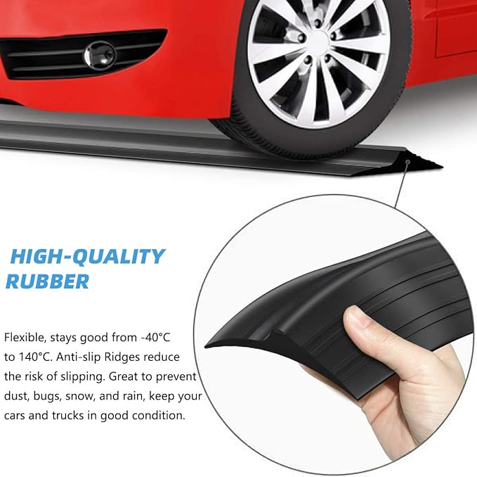 Jin&Bao Universal Garage Door Threshold Seal Strip 20FT Kit, Bottom Waterproof Rubber Weather Stripping Replacement（Black, 2 Adhesive）