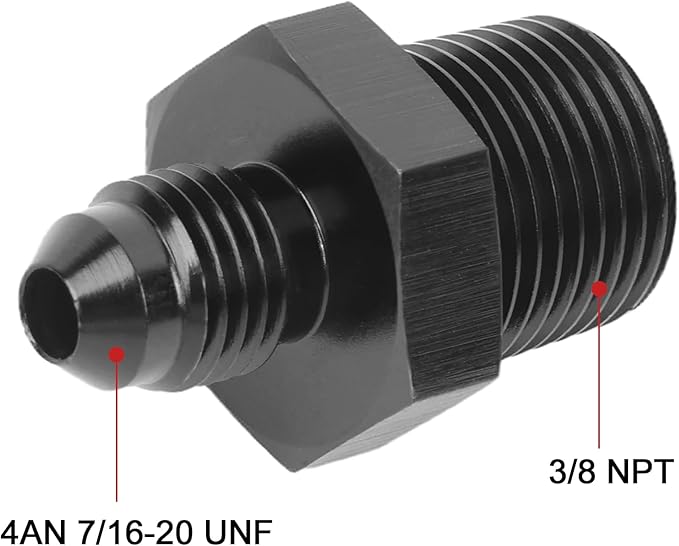 EVIL ENERGY 4AN Male Flare to 3/8" NPT Pipe Fitting Adapter Straight Aluminum Black