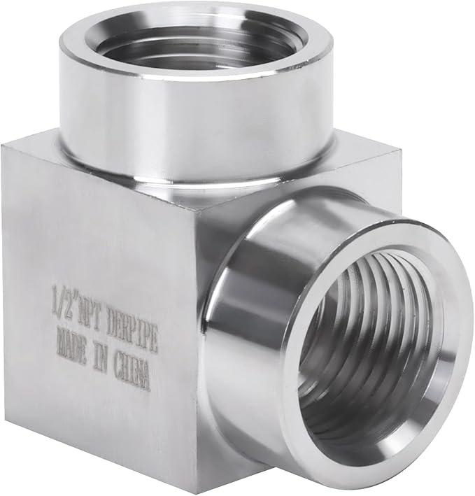 90 Degree Street Elbow - 1/2" NPT Female to 1/2" NPT Female Stainless Steel 304 Heavy Duty Forged Square Barstock Street Elbow Adapter Pipe Fitting (pack of 2)