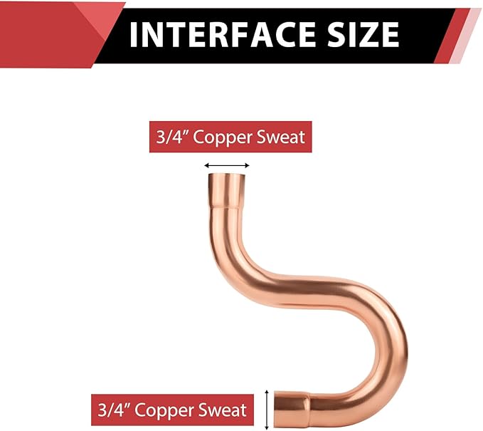 1-Pack EFIELD 3/4-Inch Copper Suction Line P-Trap, C x C Sweat Connection, LF Copper Fitting (3/4"X3/4"),(COPPER113)