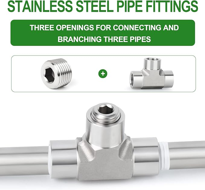 TAISHER 2PCS 304 Stainless Steel Internal Hex Thread Socket Pipe Plug Fitting 1-1/2" NPT Male