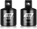 BLACKROBOT 2 Piece 1/2”F To 3/8”M Impact Socket Adapter Set,SAE Drive Cr-Mo Steel Exceeds ANSI Standards,Square Drive Reducer for Impact Driver Wrench