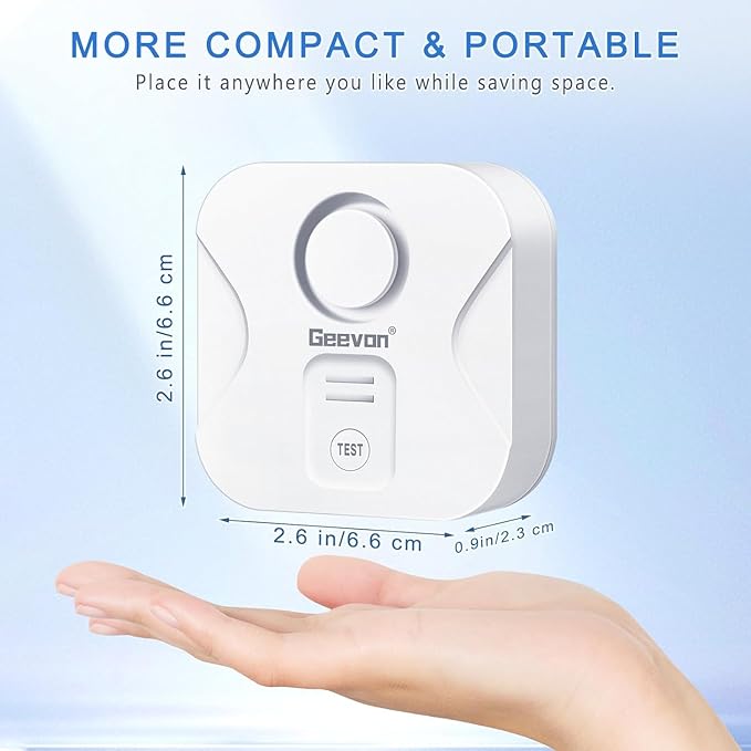 Geevon 2 Pack Water Leak Detectors for Home, 100dB Water Sensor Alarm Flood Leakage Detection Devices for Bathroom, Basements, Laundry Rooms, Kitchen, IP56 Waterproof(Battery＆Screwdriver Included)