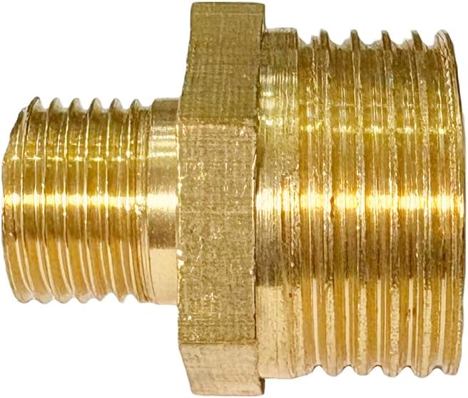 3/8" x 1/8" Male Threaded Hex Nipple Reducer Brass NPT Pipe Fitting Adapter Straight Connectors Pack of 2