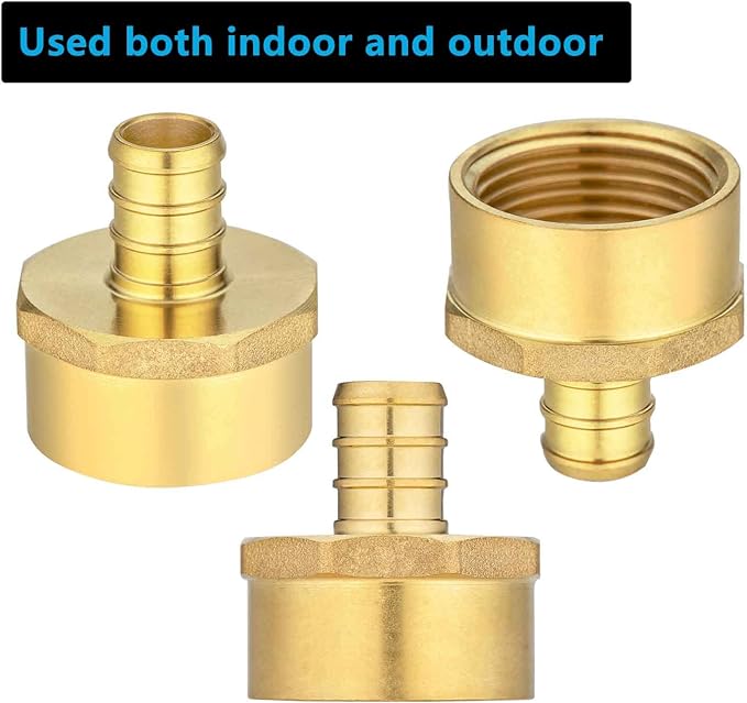 (10 Pack) Lidertik PEX Fittings Female Adapter, 1/2" PEX F1807 to 3/4" NPT Female Threaded Adapter Brass