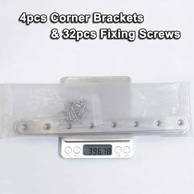 4 pcs 245mm / 9.7" Length 8 Hole Stainless Steel Straight Corner Brackets Flat Fixing Mending Brace Plates with Fixing Screws