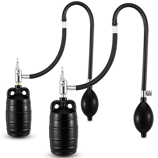 Nuanchu 2 Sets 2 Inch Test Plugs Inflatable Pipe Ball Plugs with Gas Tubes and Inflator Pumps, Black Rubber Pressure Test Balls for Toilet Drain Sewage Pipeline Inspection