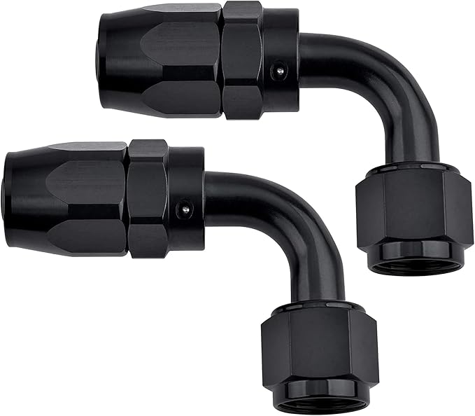 EVIL ENERGY 4AN Hose End Fitting 90 Degree Swivel for CPE Braided Hose Black 2PCS