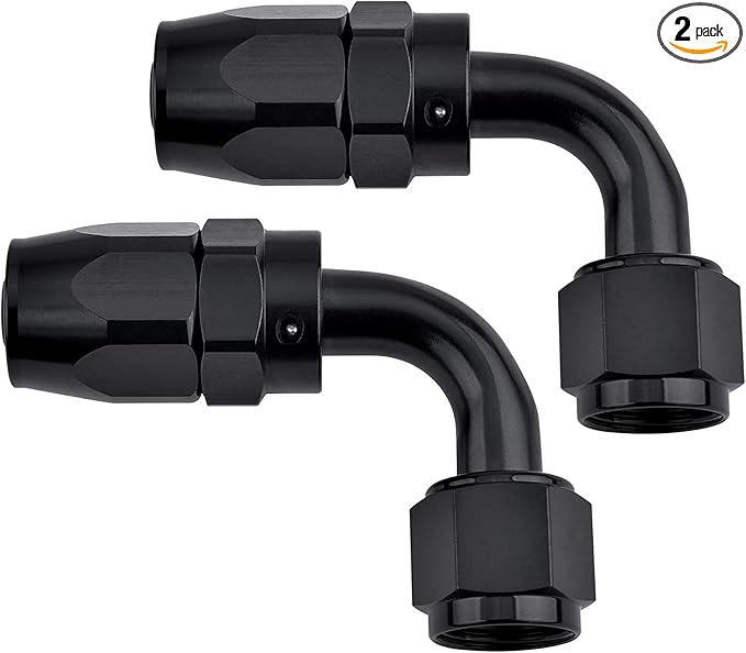 EVIL ENERGY 12AN Hose End Fitting 90 Degree Swivel for CPE Braided Hose Black 2PCS