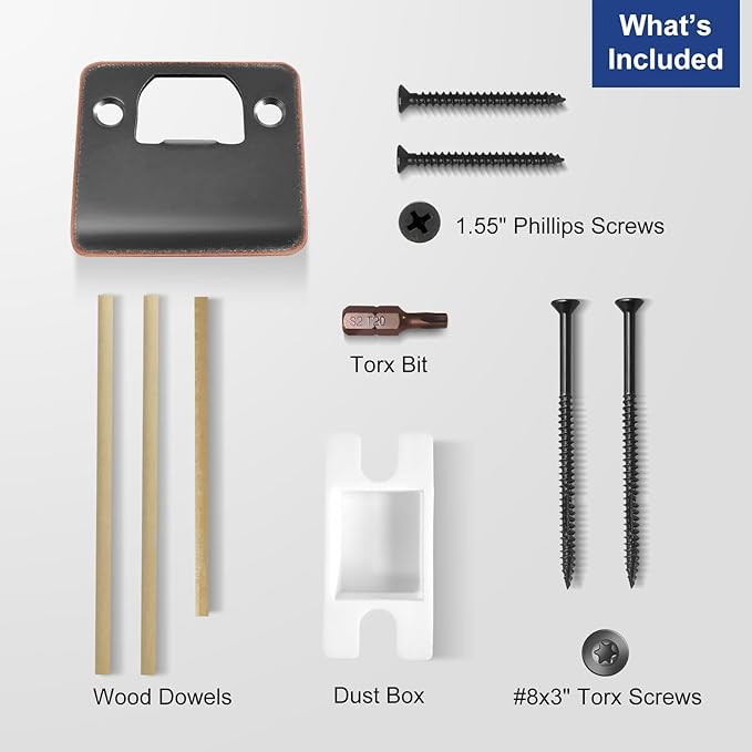 Extended Strike Plate 2" x 2-1/4", Heavy Duty Version with 1.55", 3" Torx/Star Screws & Bit, Extender Lip Door Latch Striker with Restorer Kit (Oil Rubbed Bronze, 1 Pack)