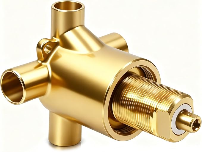 3 Way Shower Diverter Valve Replace for Moen 3360, 3360 Shower Diverter Valve for Bath, Standard 1/2" CC Connection, Brass Construction, 4 Inlet Design, Hot/Cold Water Inlets, Tub/Shower Outlet