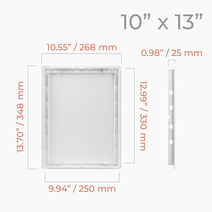 10x13 Inch White Access Panel – ABS Plastic Rectangular Wall & Ceiling Access Door for Plumbing Electrical HVAC – Easy Install Indoor Panel for Drywall Home Improvement and Maintenance