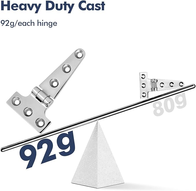 Boat T Type Hinge, Marine Grade Stainless Steel 316 Heavy Duty Strap Butt Hinge Durable Marine Applications for Hatch, Cabinet, Gate, and Door