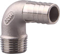 DERNORD 5/8" Hose Barb x 1/2" Male NPT Stainless Steel 90 Degree Elbow- Home Brew Pipe Fitting