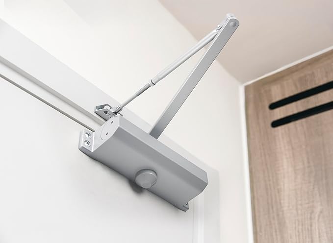 Brinks Commercial Heavy Duty UL Listed Door Closer, Aluminum Finish - Commercial Door Hardware for Offices & Buildings
